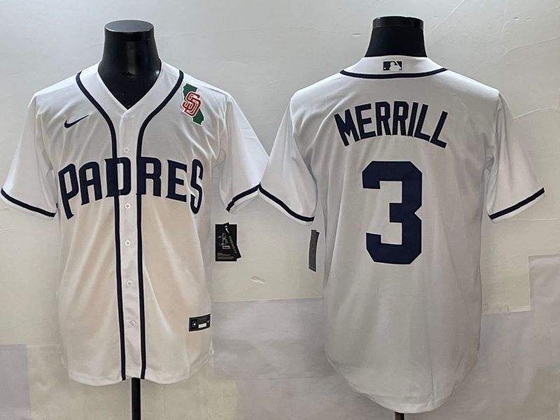 Men 2025 San Diego Padres #3 Merrill White Game Nike MLB Jersey style 5